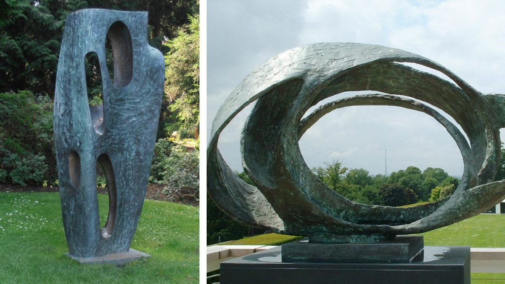 Tác phẩm Rock Form (Porthcurno) (trái) và Oval Form (Trezion) của Barbara Hepworth