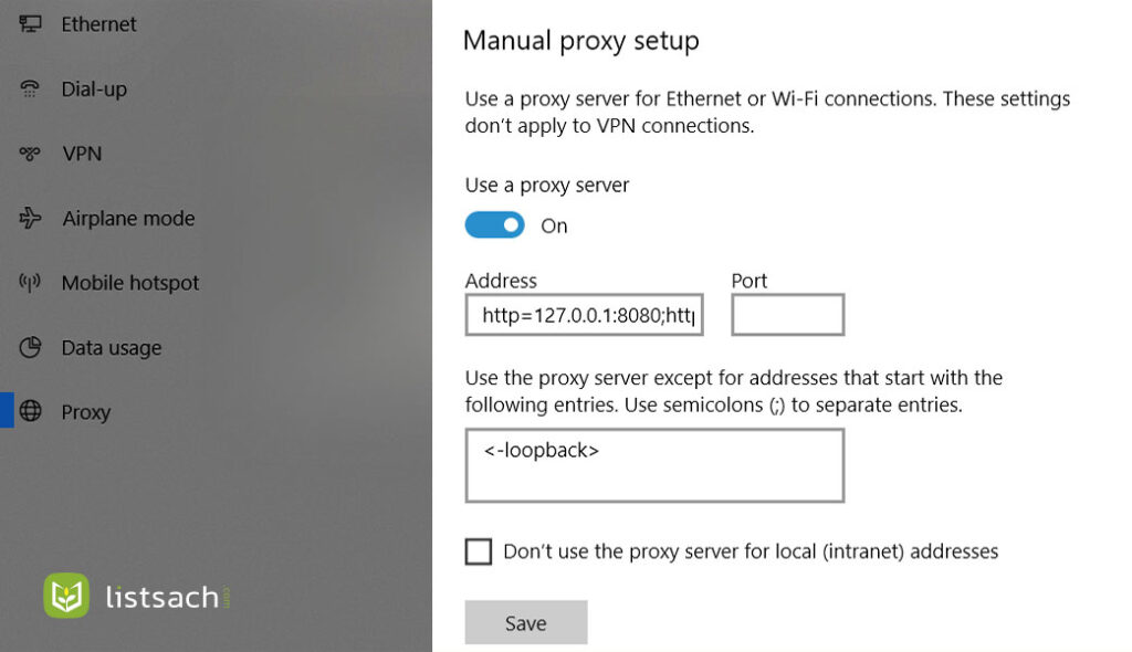 Lỗi auto check vào Use a proxy server - không thay đổi được proxy server