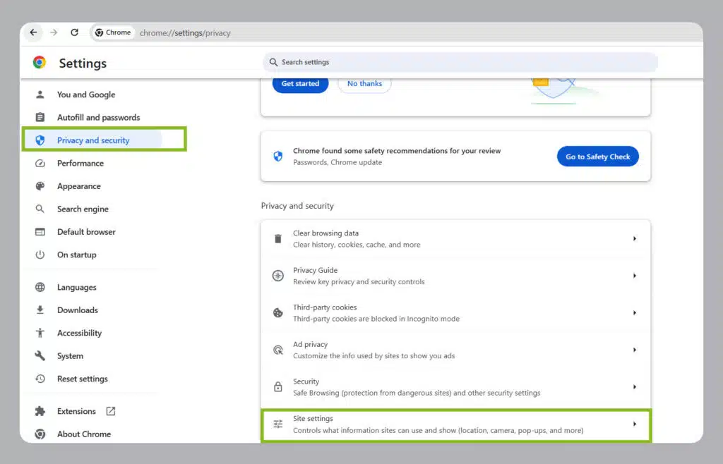 Bước 2 - hướng dẫn cách chặn trang web trên Chrome