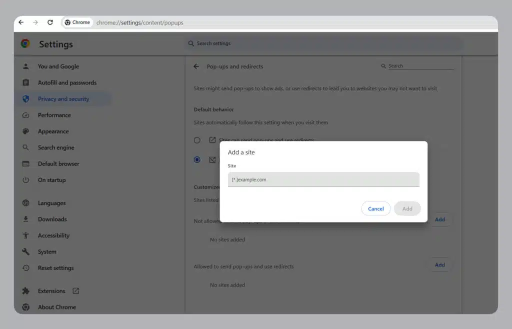 Bước 5 - hướng dẫn cách chặn trang web trên Chrome